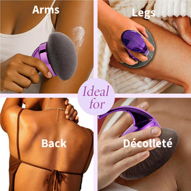 Hoostee body makeup brush in lifestyle setting with makeup products