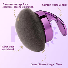 Hoostee kabuki brush angled view highlighting handle design