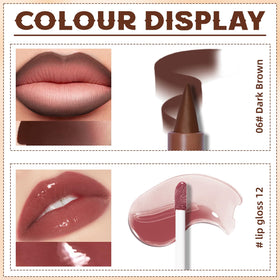 HOSAILY Lip Liner Gloss Set applied on lips