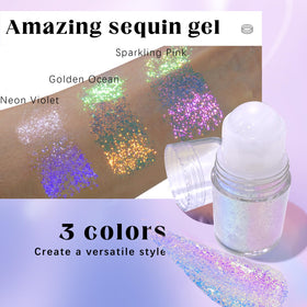 HOSAILY Roll-on Holographic Body Glitter Gel Golden Ocean applied on skin