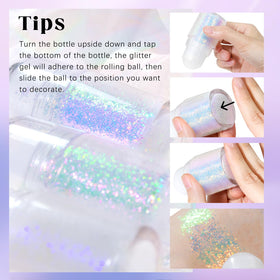 HOSAILY Roll-on Holographic Body Glitter Gel Golden Ocean bottle close-up