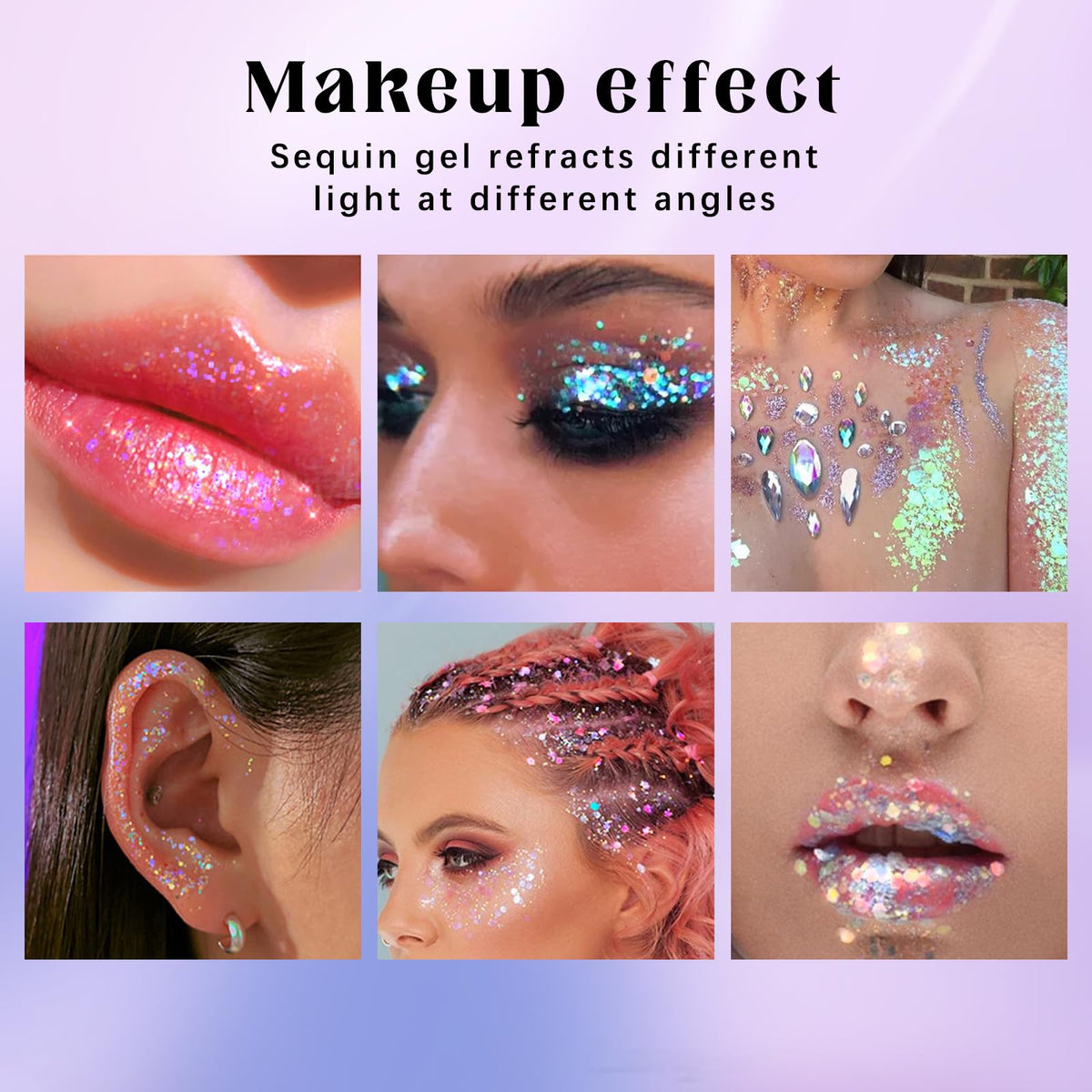HOSAILY Roll-on Holographic Body Glitter Gel Golden Ocean in a makeup bag