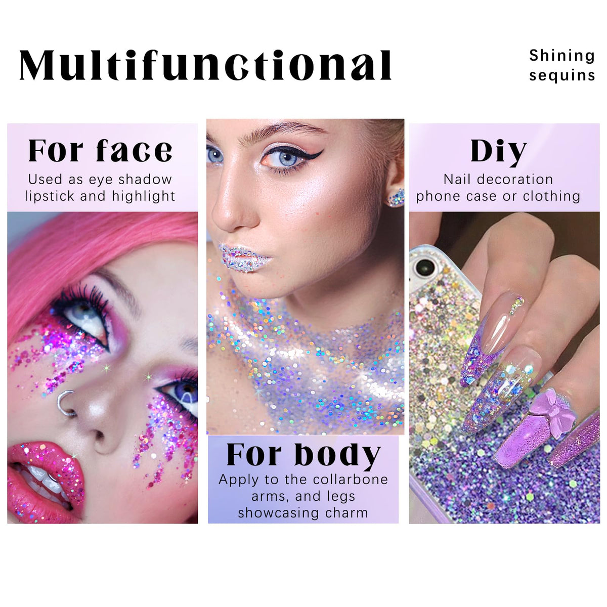 HOSAILY Roll-on Holographic Body Glitter Gel Golden Ocean packaging