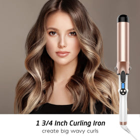 Hoson 1.75 Inch Curling Iron LCD display showing temperature settings