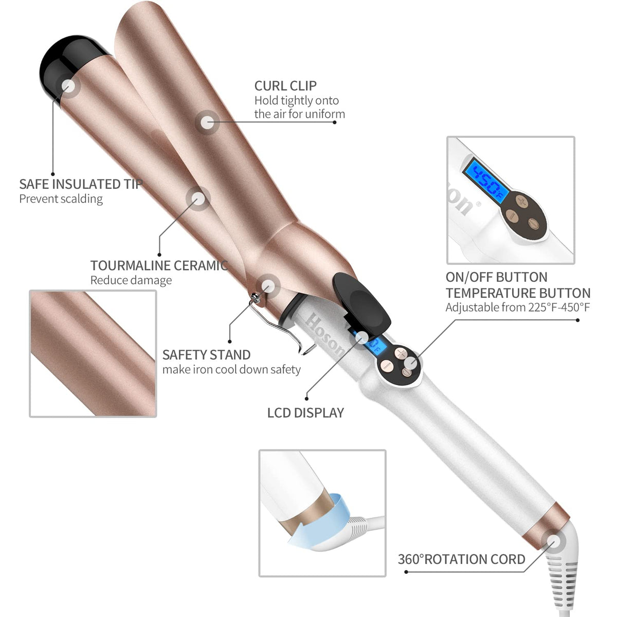 Hoson 1.75 Inch Curling Iron packaging with product details