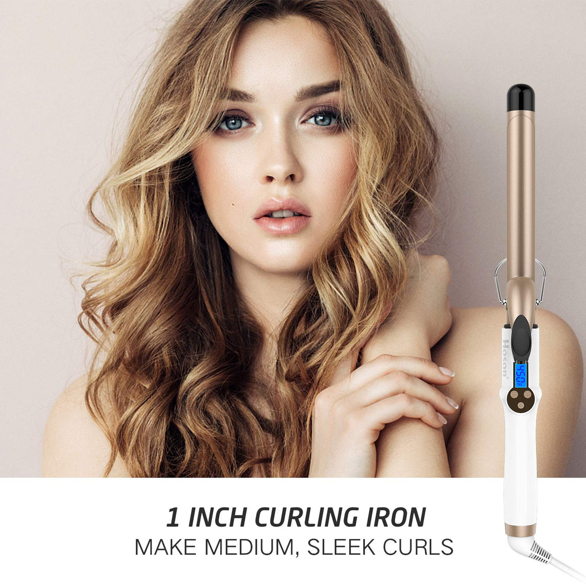Hoson 1 Inch Curling Iron LCD display and temperature control