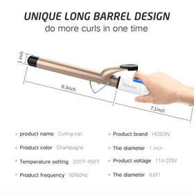 Hoson 1 Inch Curling Iron side view showing barrel length