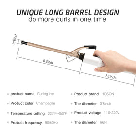 Hoson curling iron demonstrating loose curls on hair