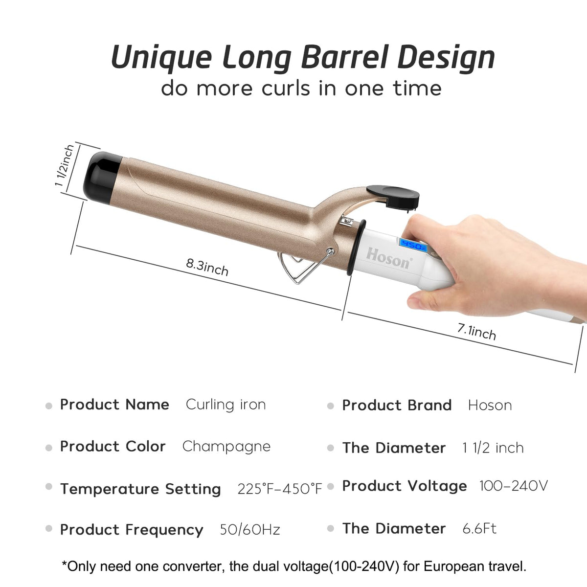 Hoson curling iron packaging front view
