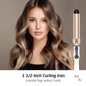 Hoson curling iron side view showing LCD temperature display