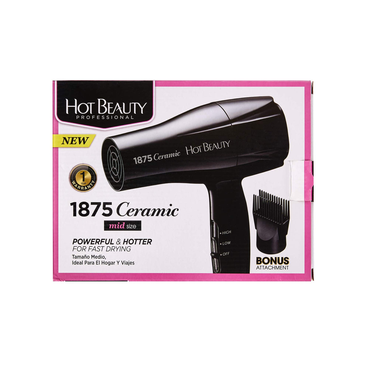 Hot Beauty Hair Dryer packaging and accessories