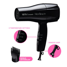 Hot Beauty Hair Dryer side view showing slide bar switch