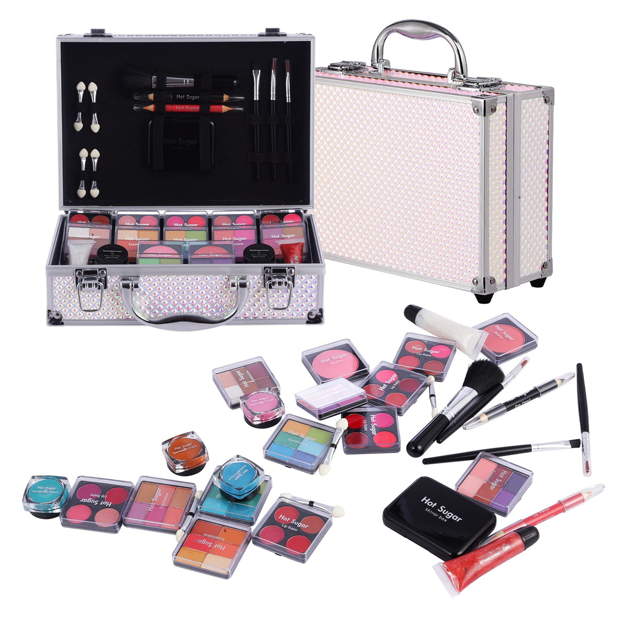 Hot Sugar aluminum train case with mermaid glitter finish