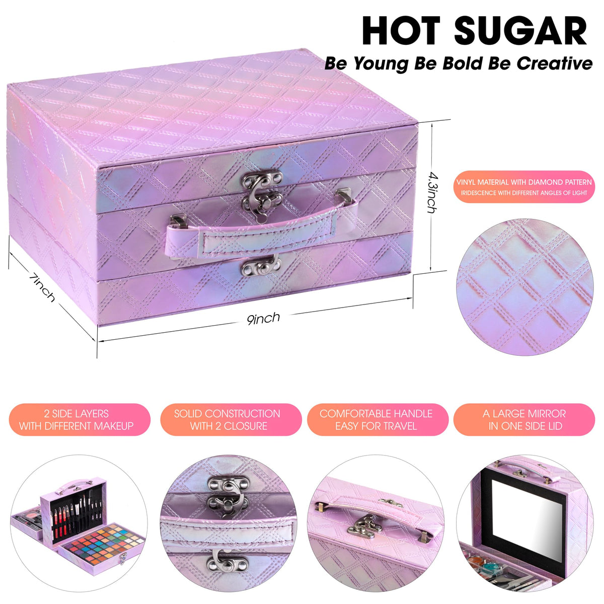 Hot Sugar Beginner Makeup Kit contents including lip glosses and lipsticks
