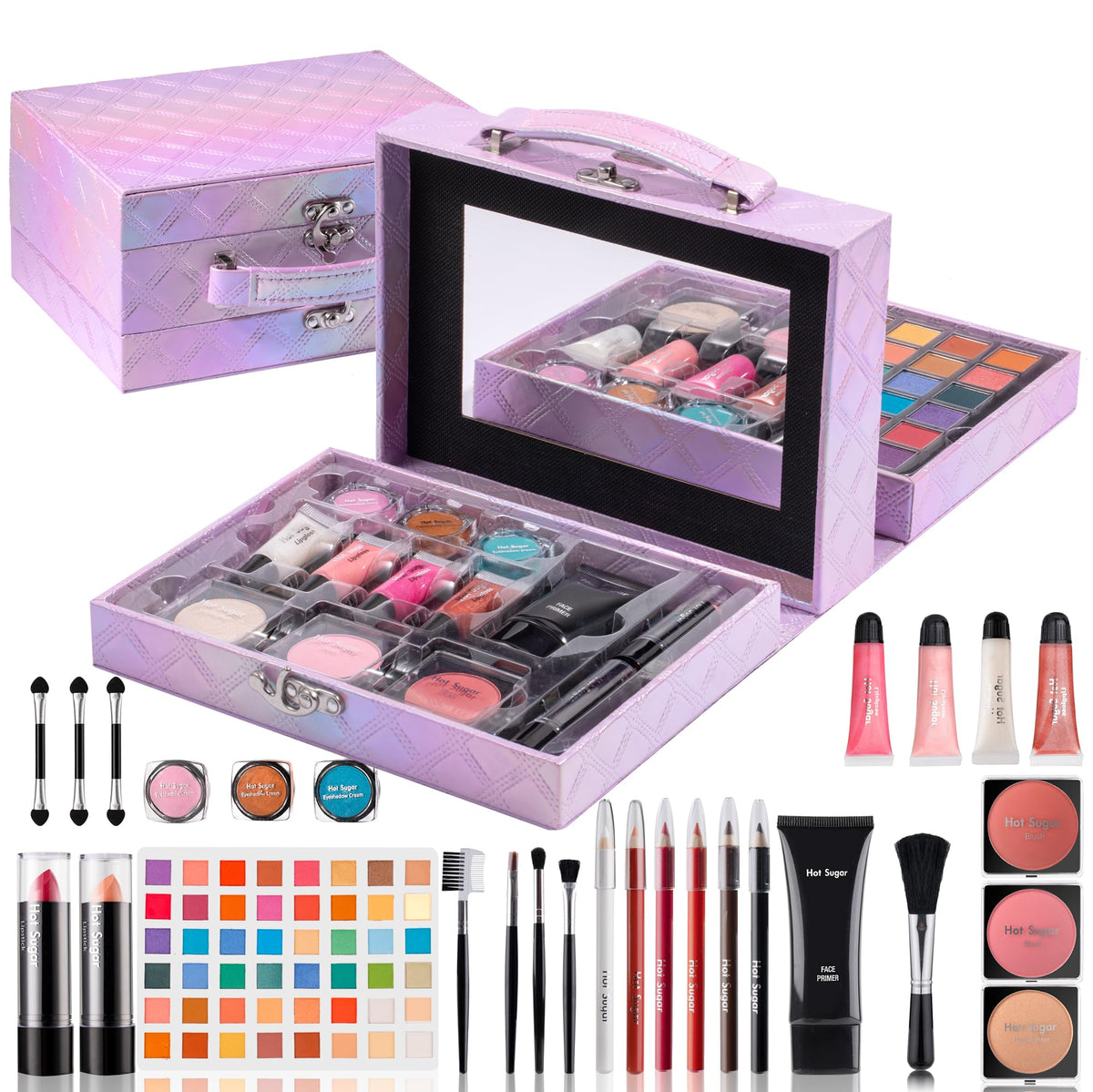 Hot Sugar Beginner Makeup Kit Purple Diamond front view with eye shadow palette