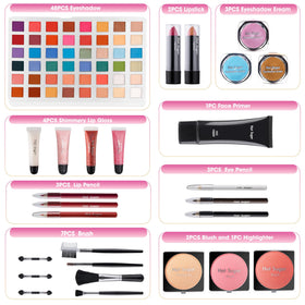 Hot Sugar Beginner Makeup Kit with reusable train case open showing all products