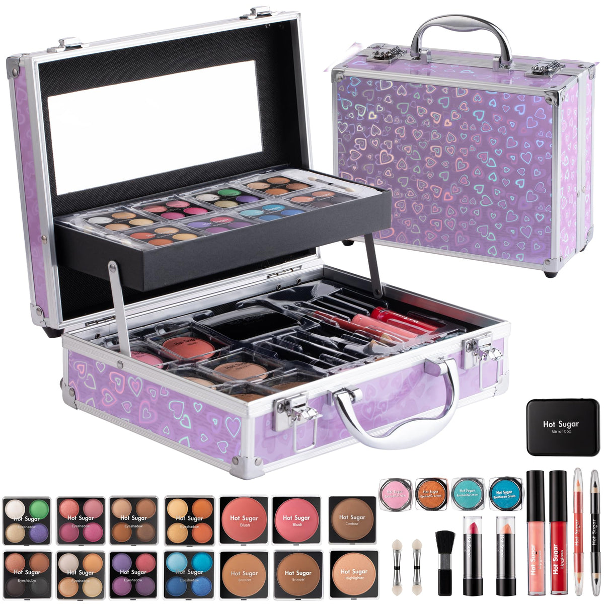 Hot Sugar Makeup Kit Deluxe Starter Gift Set front view in purple