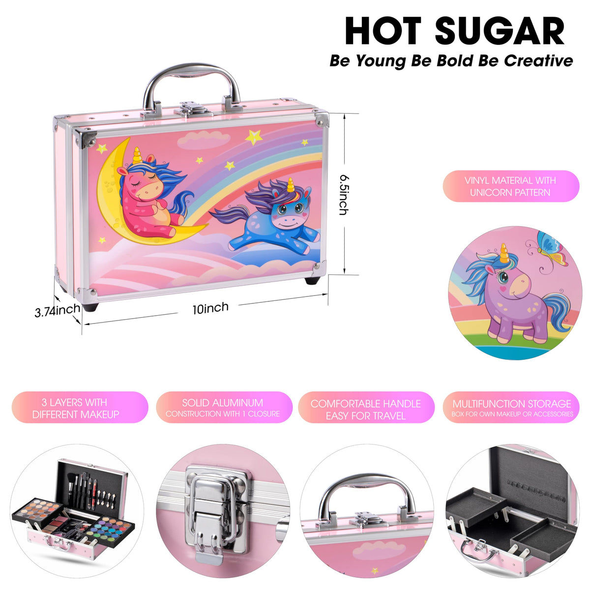 Hot Sugar Makeup Kit pink train case front view