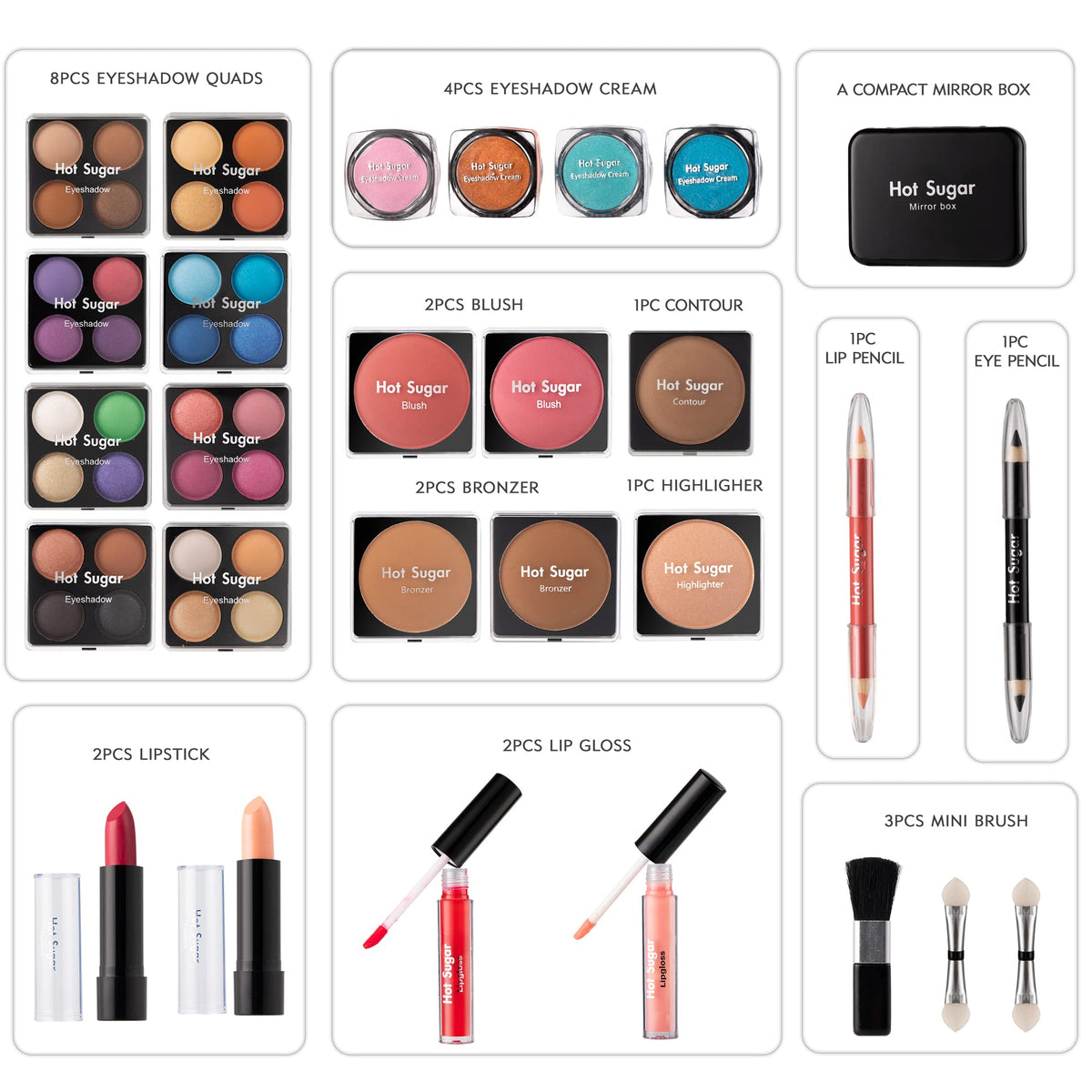 Hot Sugar Makeup Kit with portable case and handle