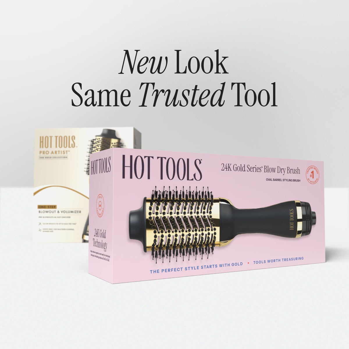 HOT TOOLS 24K Gold Blow Dryer Brush with styling results