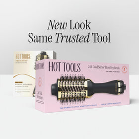 HOT TOOLS 24K Gold Blow Dryer Brush with styling results