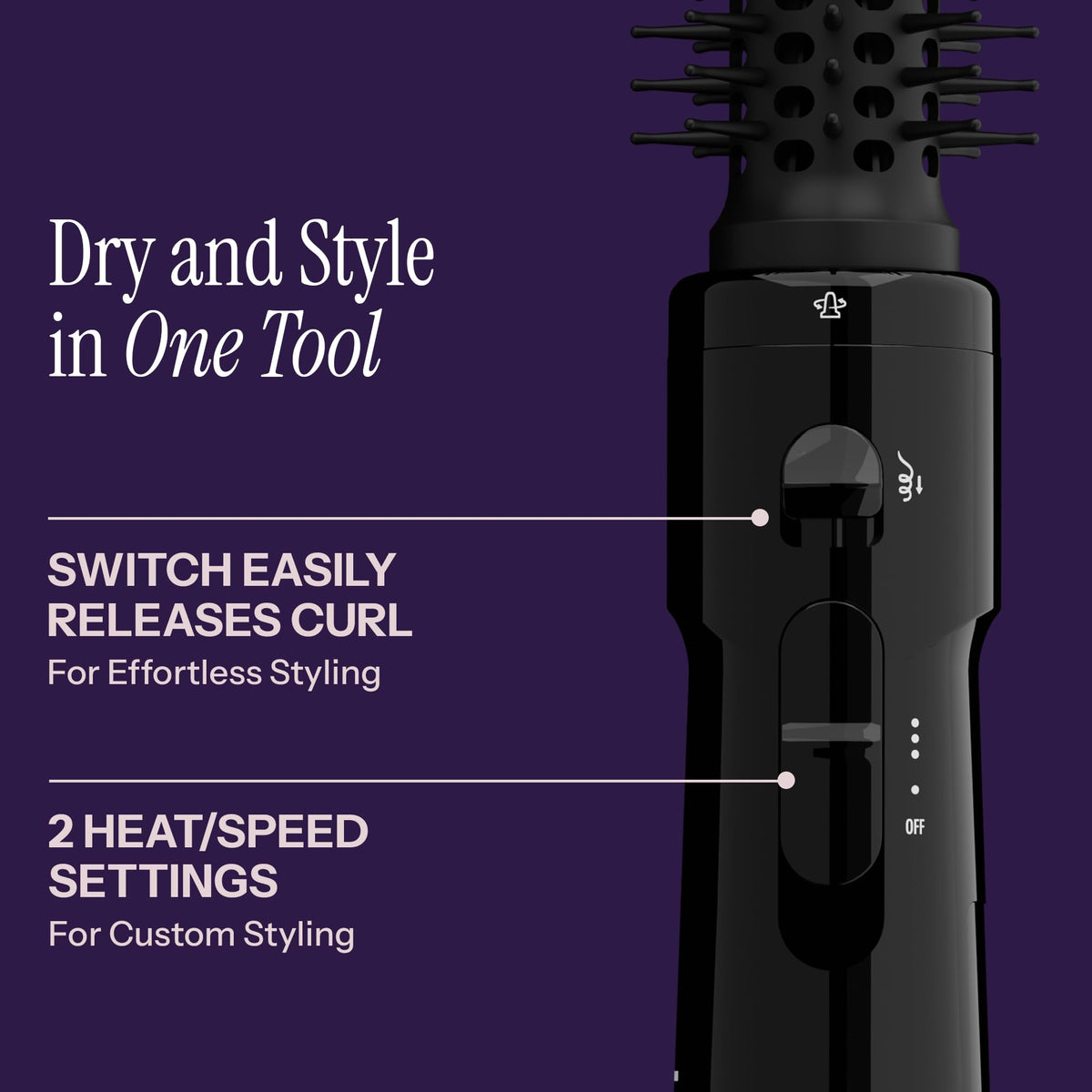 HOT TOOLS Hot Air Styling Brush in use on hair