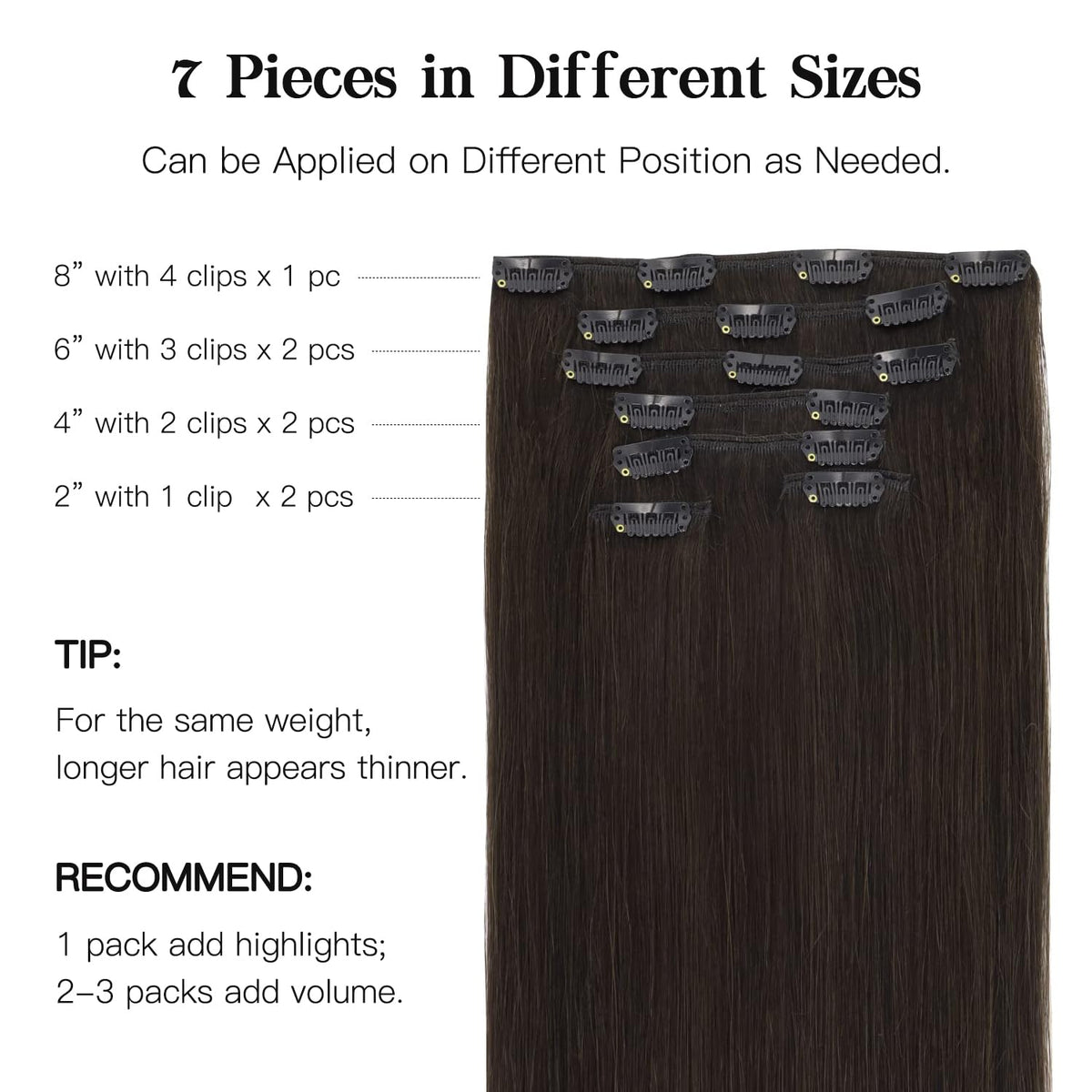 hotbanana Clip in Hair Extensions 14 inch #2 close-up of clips