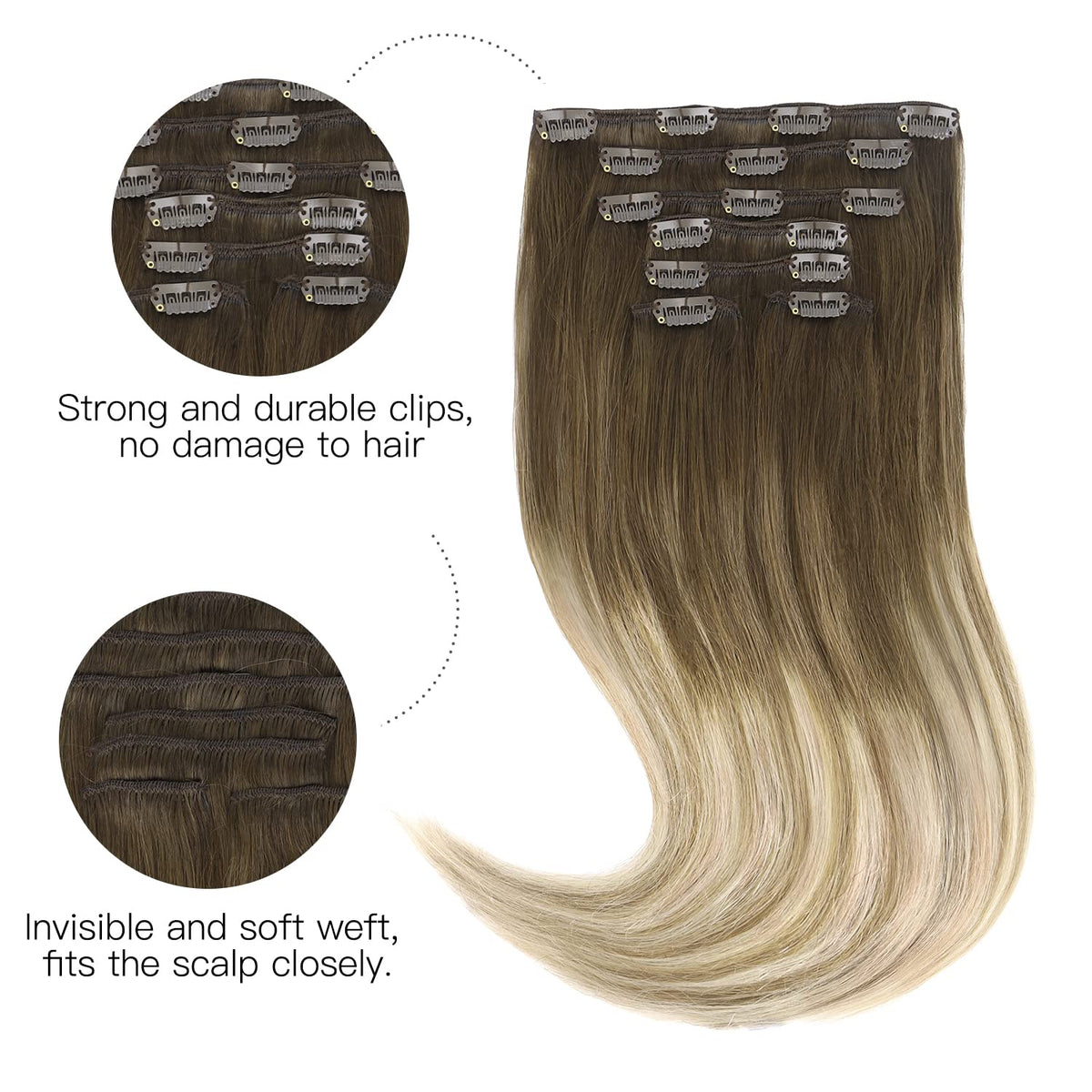 hotbanana Clip in Hair Extensions 14-inch #3/8/613 packaging