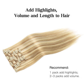 hotbanana Clip in Hair Extensions 14-inch length comparison