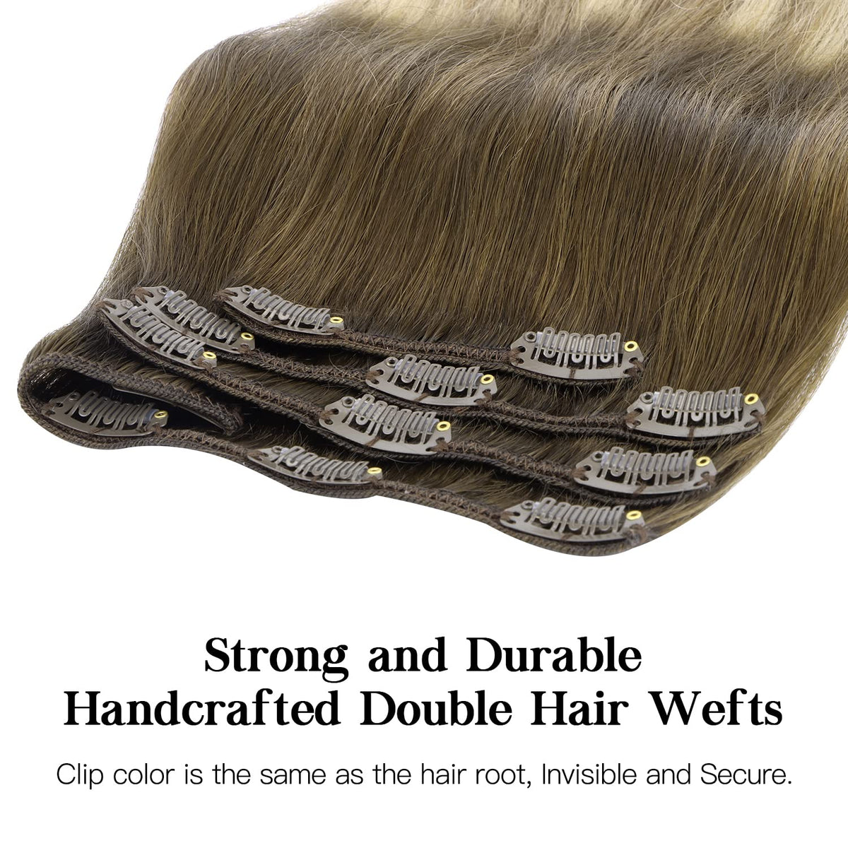 hotbanana Clip in Hair Extensions 14-inch styled on a model