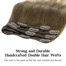 hotbanana Clip in Hair Extensions 14-inch styled on a model