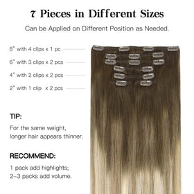 hotbanana Clip in Hair Extensions 16-inch #3/8/613 close-up of clips