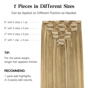 hotbanana Clip in Hair Extensions 16" #P16/22A close-up of clips