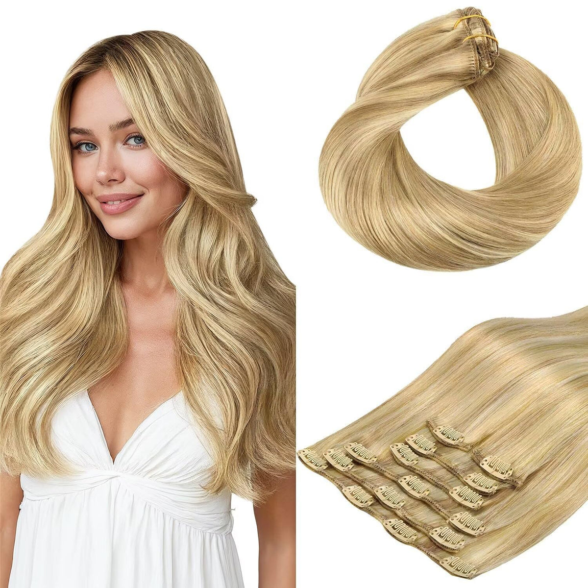 hotbanana Clip in Hair Extensions 16" #P16/22A front view