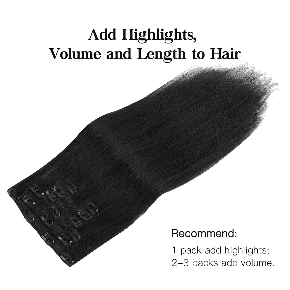 hotbanana Clip in Hair Extensions 20 inch #1B lifestyle scene