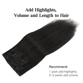 hotbanana Clip in Hair Extensions 20 inch #1B lifestyle scene