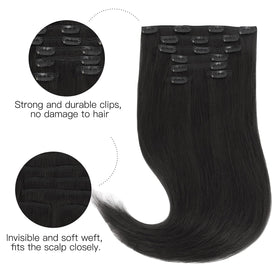 hotbanana Clip in Hair Extensions 20 inch #1B packaging