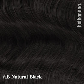 hotbanana Clip in Hair Extensions 20 inch #1B styled on mannequin
