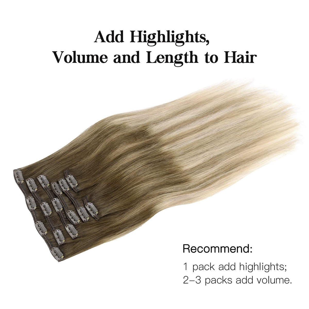hotbanana Clip in Hair Extensions 20-inch #3/8/613 colour variety