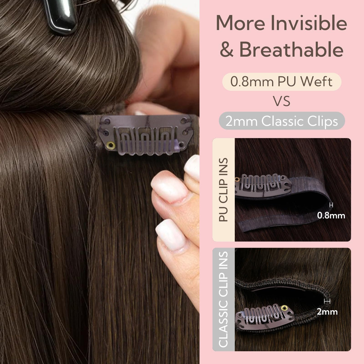 hotbanana Clip in Hair Extensions 20 Inch Ash Blonde texture detail