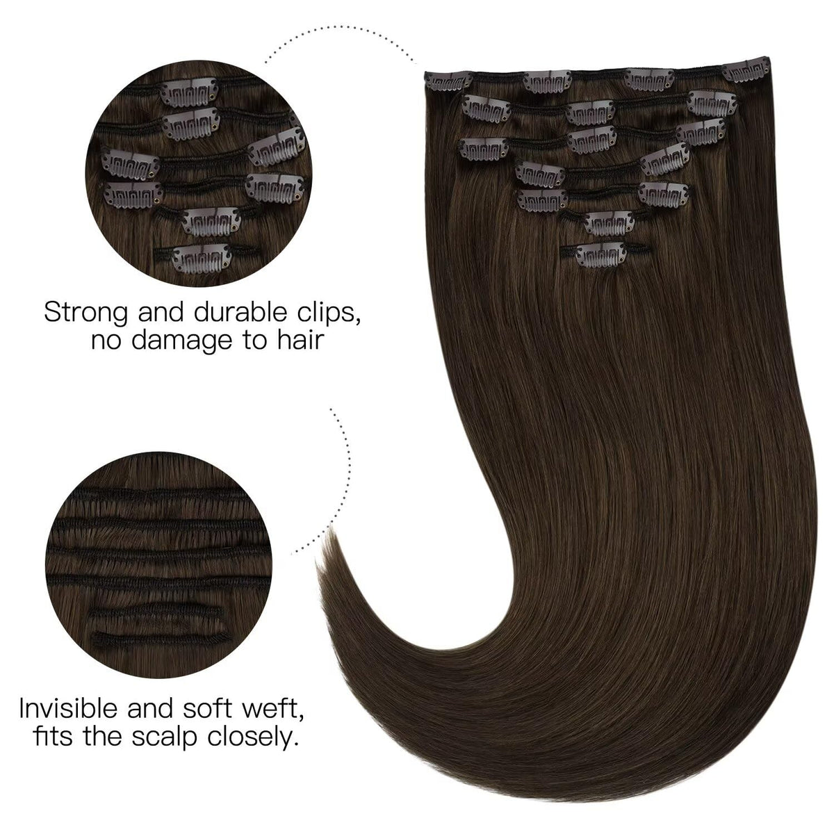 hotbanana Clip in Hair Extensions 20 inch back view