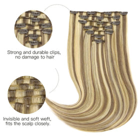 hotbanana Clip in Hair Extensions 22-inch close-up of clips