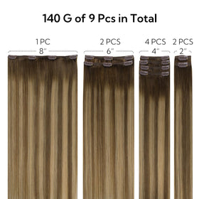 hotbanana Real Human Hair Clip in Extensions 14-inch set of 9 pieces