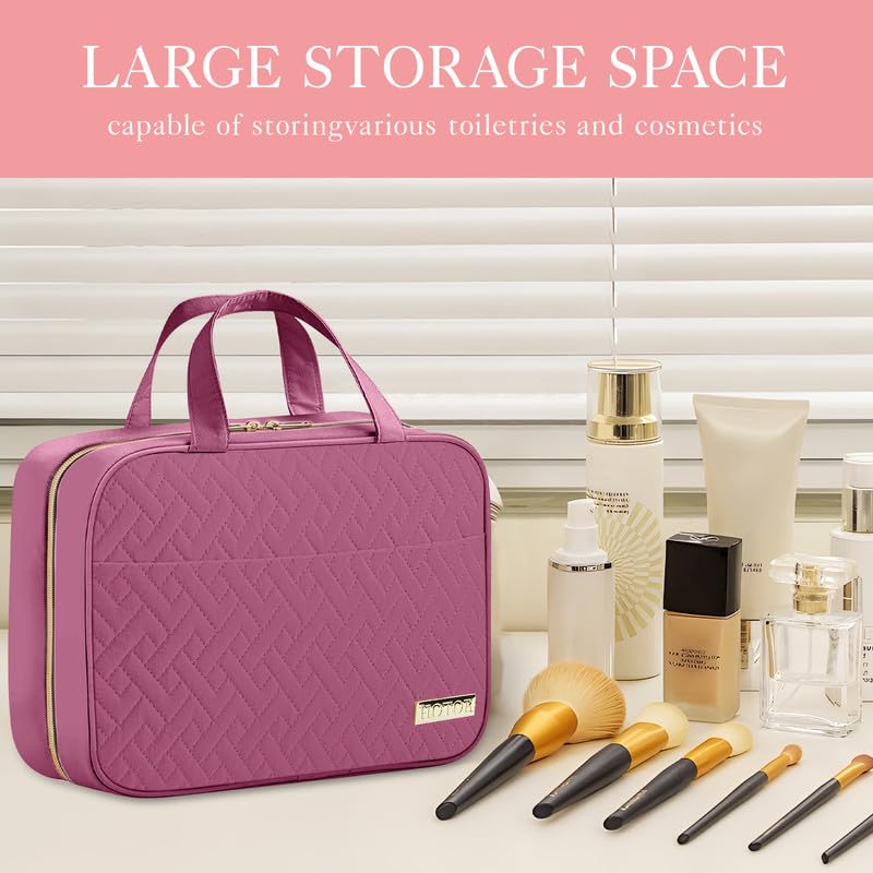 HOTOR Hanging Toiletry Bag open, showcasing compartments