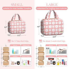 HOTOR Hanging Toiletry Bag open showing compartments and metal hook