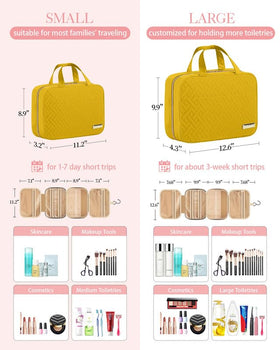 HOTOR Hanging Toiletry Bag with metal hook on a towel rack