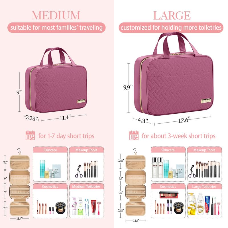 HOTOR Hanging Toiletry Bag zipped, demonstrating secure storage