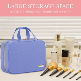 HOTOR Hanging Travel Toiletry Bag Aegean-Blue open view showing compartments