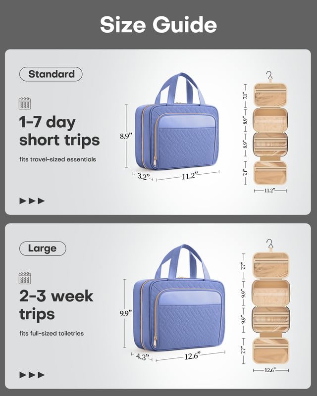 HOTOR Hanging Travel Toiletry Bag Aegean-Blue side view