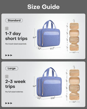 HOTOR Hanging Travel Toiletry Bag Aegean-Blue side view